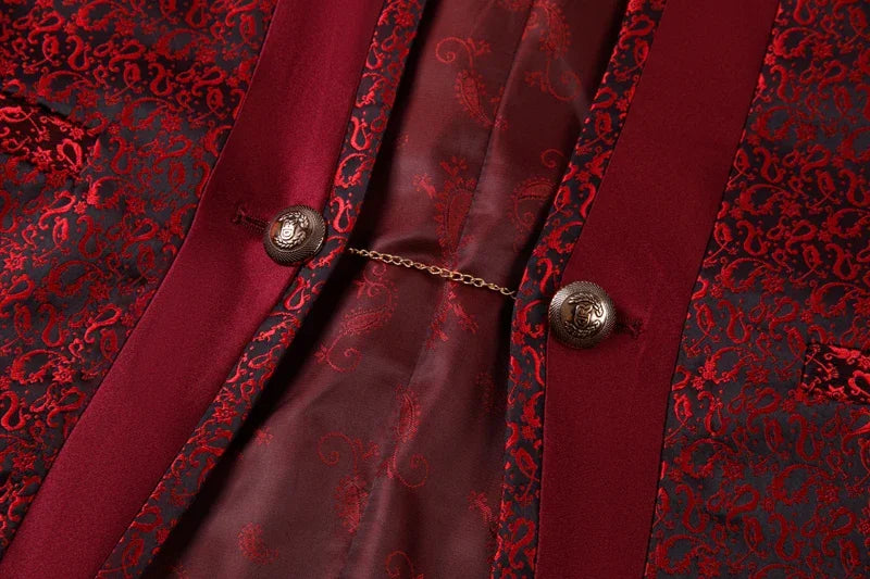 2025 New Wedding Host Performance Men's Suit Dress Three-piece Botanical Floral Pattern  Blazer  for Men with Pants and Vest