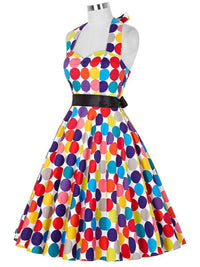 Elegant Women Pink Polka Dot Dress Summer Robe Hepburn 1950s 60s Vintage Sexy Halter Rockabilly Retro Party Dresses 2026 Vestido