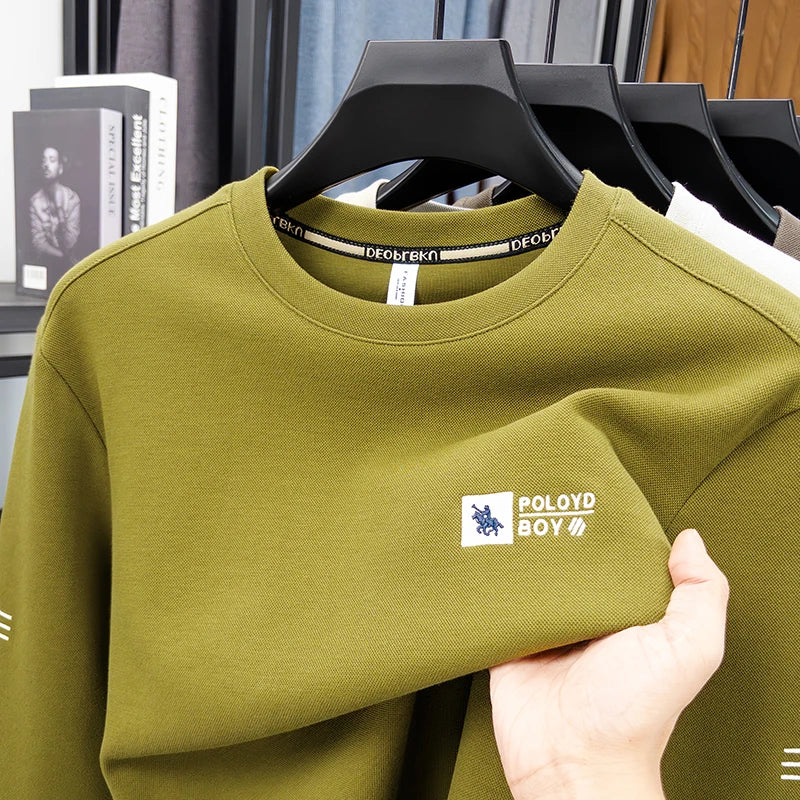 Sweatshirt Men 2025 New Style Spring and Autumn Round Neck with Cotton Embroidery Casual Long Sleeved T-shirt Top T-shirt