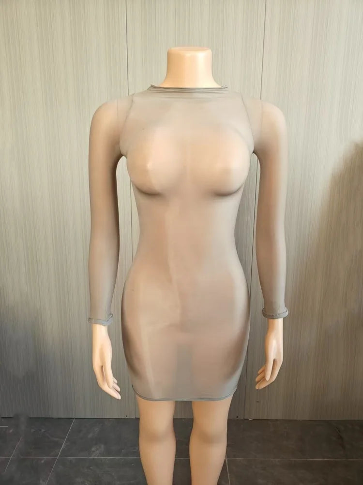 Wmstar Dress Women Wholesale European Clothing Sexy Stretchy Shiny Body Stockings Skirt Nightclub Sexy See Through Skirt