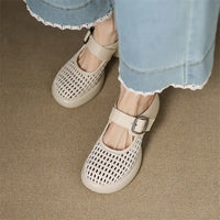 New Summer Slippers Cover Toe Slippers for Women Fashion Hollow Out Round Toe High Heels Ladies Shoes Chunky Heels Slippers