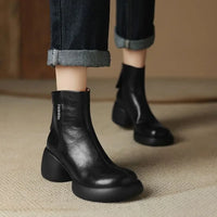 Booties Round Toe Women's Ankle Boots Fashion 2024 Very High Heels Heeled Female Short Shoes Chic and Elegant Boot Footwear Pu
