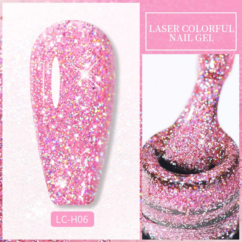 LILYCUTE 7ml Glitter Sequins Nail Gel Polish Gel Rose Gold Semi Permanent Hybrid Nail Art DIY Design Varnish