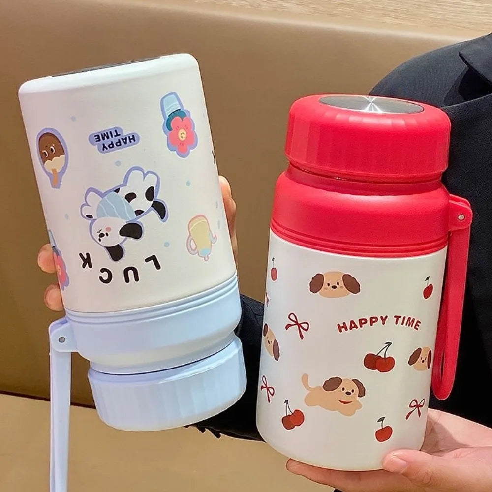 Stainless Steel Student Thermal Cup Double Wall 1000ml Insulated Cup with Filter Net Large Capacity Sports Bottle Gift