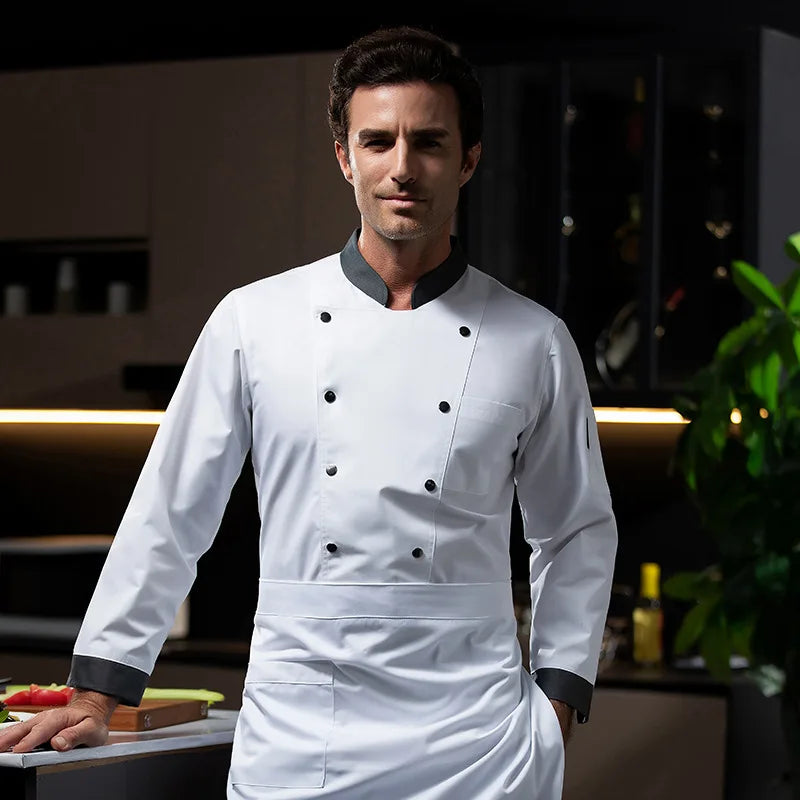 Chef Overalls Men's Breathable Autumn and Winter High-End Chef Hotel Catering Baking Canteen Kitchen Cook Clothes Long Sleeve