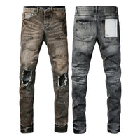 Men's Skinny Denim Jeans 2025 New Streetwear Distressed Painted Repair Low-Rise Brand Pants for Casual Style