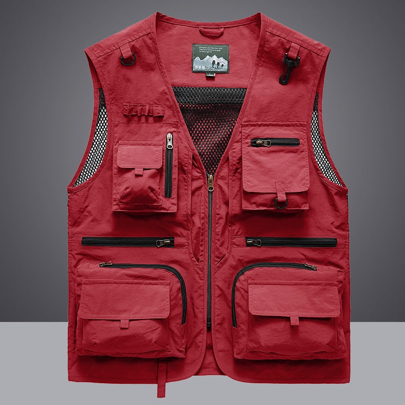 Summer Men Unloading Tactical Vest Coat Casual Men&#39;s Photographer Waistcoat Mesh Work Sleeveless Jacket Tools Pocket Vest 5XL