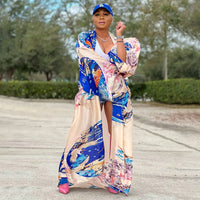 Casual Beach Cover Up Boho Dress Party Kaftan Kimonos Verano Sukienka Print Long Sleeve Cardigan Female Blouse Loose Dresses