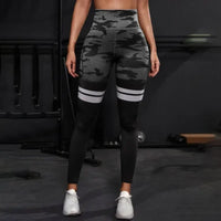 Striped Camo Leggings Women Seamless Knit Tights High Waist Hip Liftting Workout Running Fashion Slim Yoga Fitness Yoga Pants