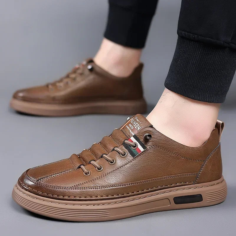 Classic 2025 Brand Original High Quality Men's Shallow Mouth Leather Casual Walking Shoes Outdoor Indoor Two Wear Shoes