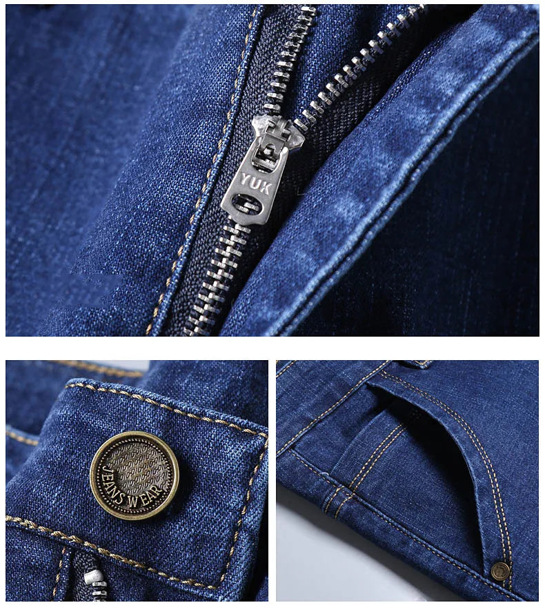 2024 NEW Men's Fashion Business Jeans Classic Style Casual Stretch Slim Jean Pants Male Brand Denim Trousers Black Blue