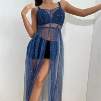 Festival Rave Outfit Mesh Dress Beach Boho Clothing Women Summer Cover Up Robe Long Femme Vestido Mujer Maxi Sexy Party Dresses