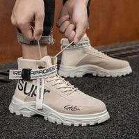 High Top Outdoor Boots Spring and Autumn New Cloth Ventilated Men's Work Shoes Korean Fashion Men's Shoes Fashion Short Boots