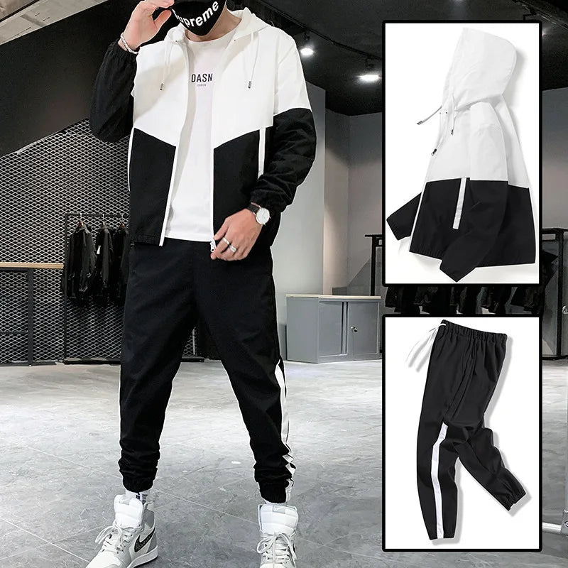 Autumn Sports Suit Men Jacket and Trousers Two Piece Set Casual Running Suit Mens Outfit Set 2023 Fashion Men's Joggers Set 5XL