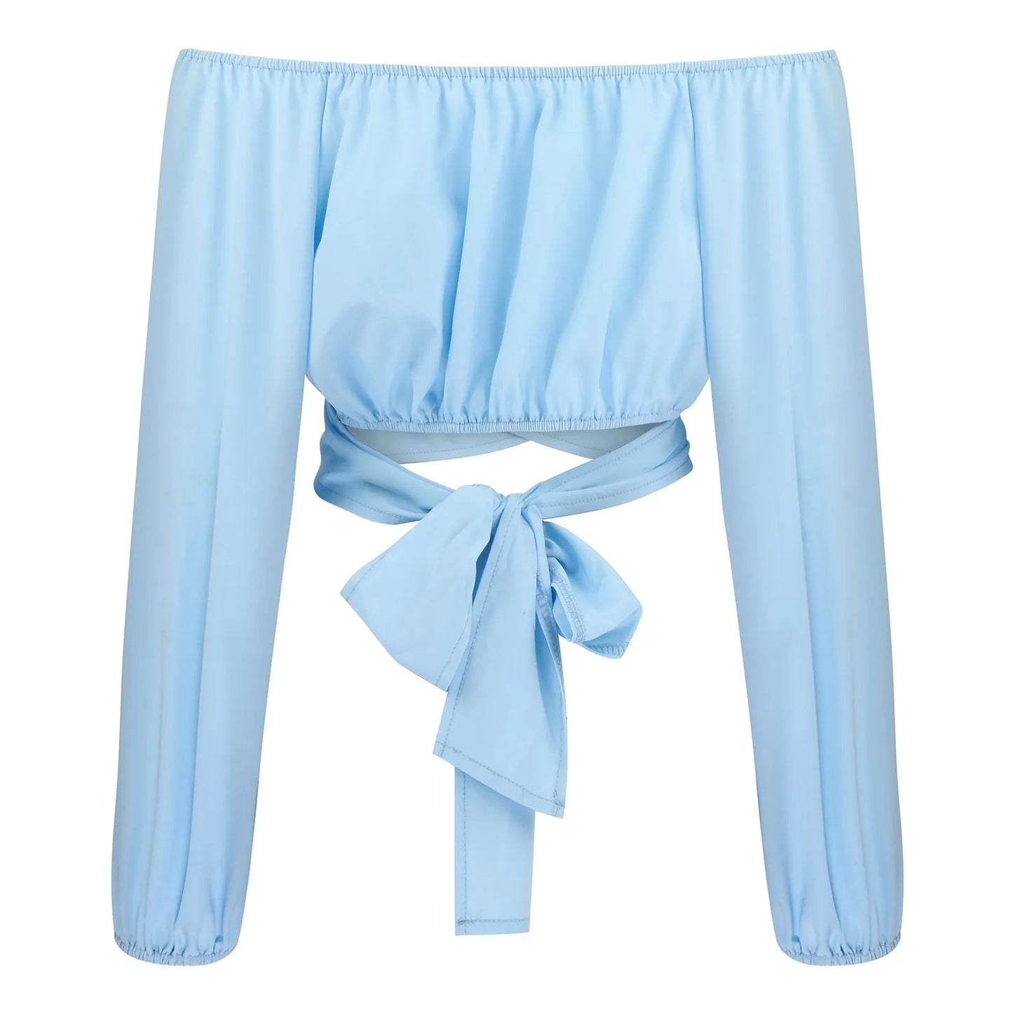 Women Sexy Off Shoulder Blouse Chic and Elegant Printing Lantern Long Sleeve Lace Up Bow Cropped Tops Casual Slim Shirts 2024