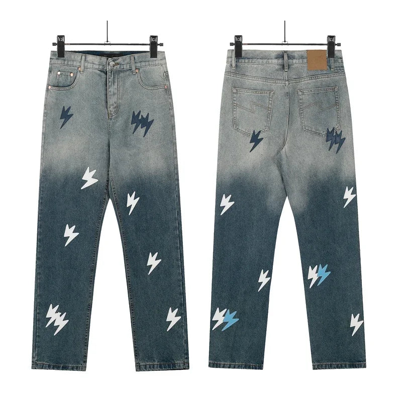 Spring Summer New Fashion Casual Hip Hop Softened Denim Straight Leg Pants High Street Men Women Loose Comfortable Jeans