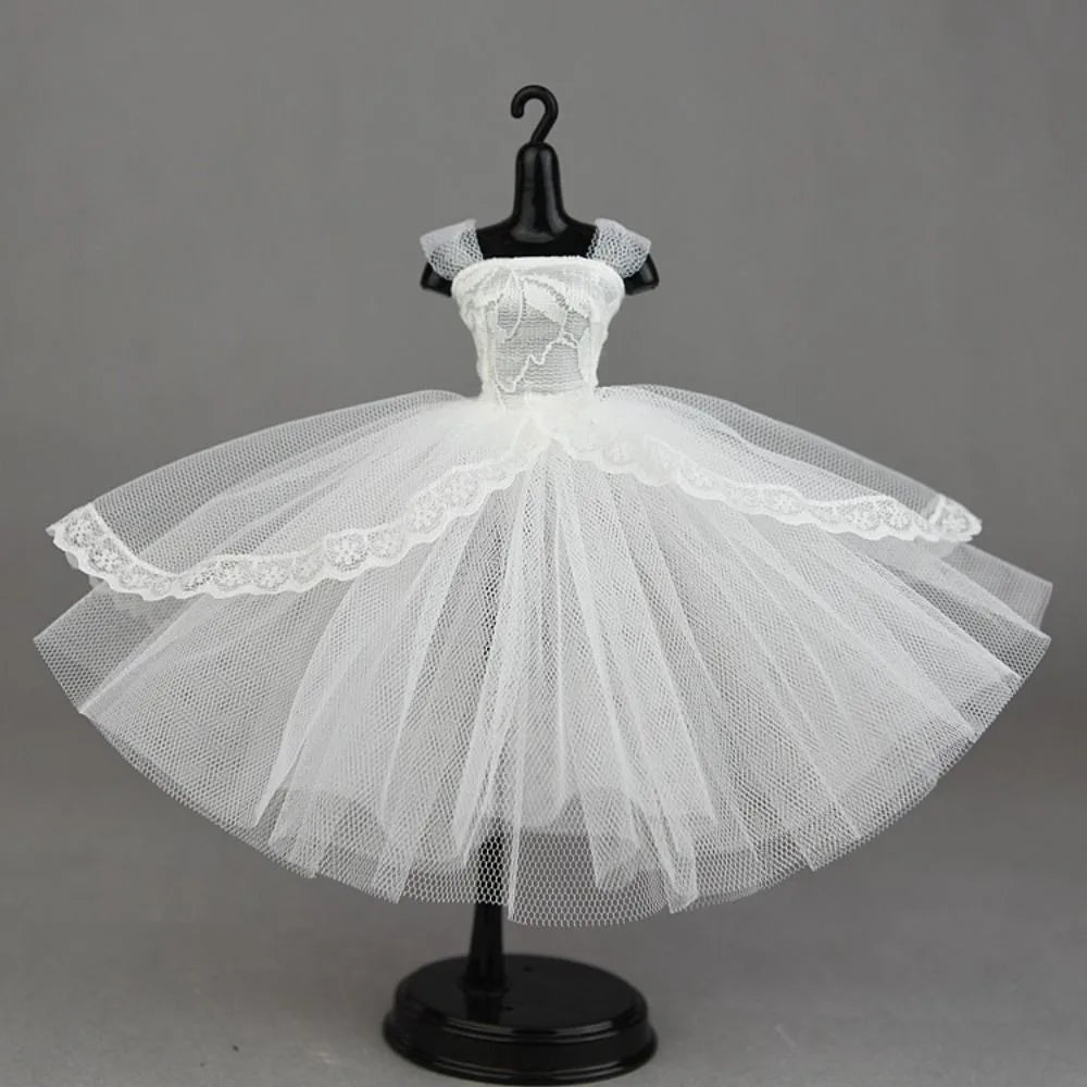 Dress Up Doll Dress Evening Party Prom Dress Lace Dolls Clothes Mini Black Tutu Dotted Doll Princess Dress Doll Accessories