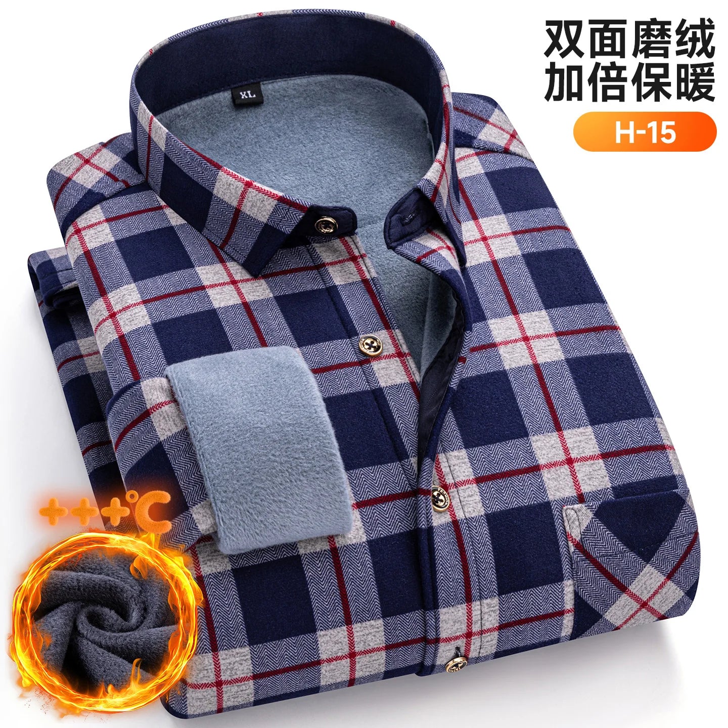 Winter Warm Men's Plaid Shirts Thickened Flannel Casual Menswear Long Sleeve Plus Size Office Workwear Casual Male Check Shirts