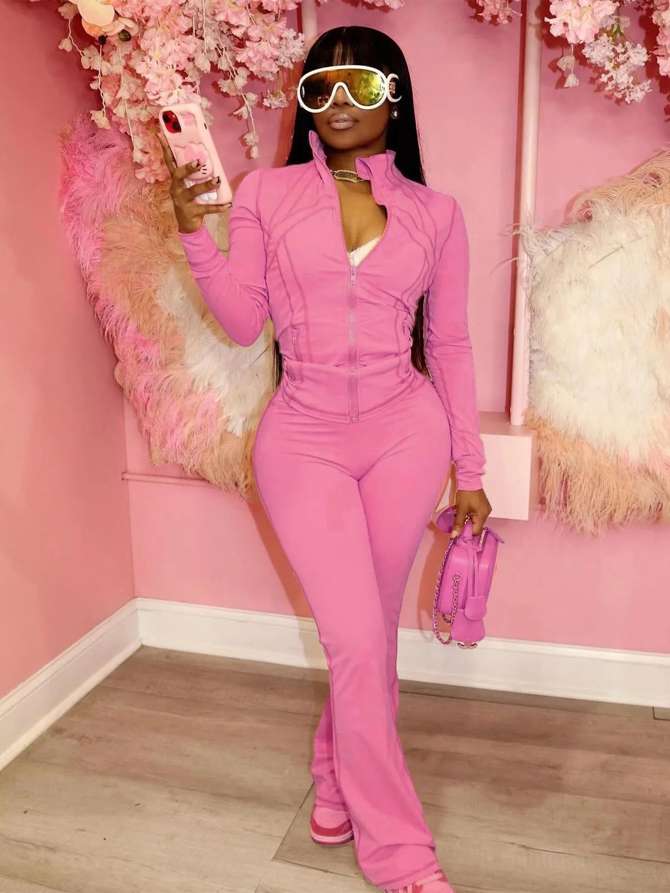 Streetwear Casual Tracksuit Sexy Women Two Pieces Club Matching Set High Street Pants Outfit