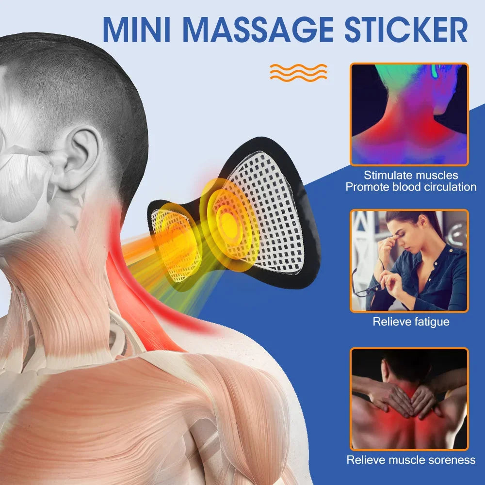 EMS Electric Neck Massager EMS Muscle Massage Stimulator Low Frequency Instrument Back Cervical Calf Patches Joints Mini Device