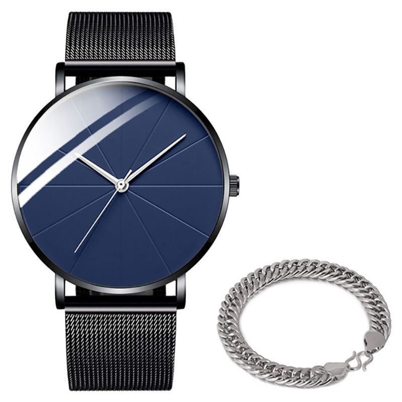 2022 Minimalist Men&#39;s Fashion Watches Simple Men Business Ultra Thin Stainless