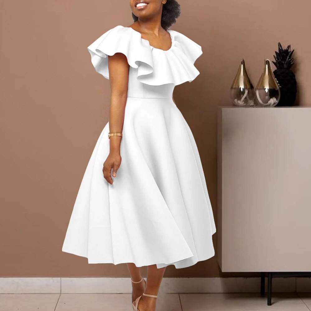 Church Dresses for Black Women African Fashion Ruffled O Neck Formal E Mega Mart Center