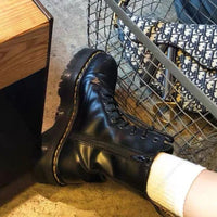 Minimalist Women Boots Casual Shoes Leather Chelsea ladies Classic Punk Female Goth Shoes High Platform Boots Women Botas Mujer