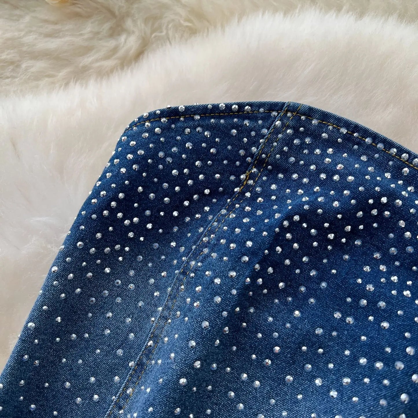 Denim Pant Set Women Two Piece Sets Sexy Matching Sets Sleeveless Short Tops Long Flare Pants High Waist Slim Hot Diamond