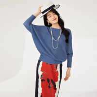 Spring & Summer Women's Casual T-Shirt New Style Pleated Loose Bat Sleeve Solid Color Woven Fabric Elastic Long-Sleeved Top