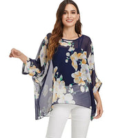 BHflutter White Blouse Shirt Women Fashion Batwing Casual Summer Tops Tees Ladies Print Chiffon Blouses Streetwear Plus Size