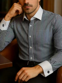 Men's Shirt Button Shirt Casual Shirt Black Red Blue Long Sleeve Striped Lapel Daily Vacation Wear Fashion Casual Tops Shirt