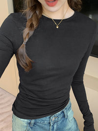2025 Spring Autumn T shirt Women Tops Solid Slim Fit Long Sleeve O Neck Tshirts Female Casual Streetwear High Quality Base Tees