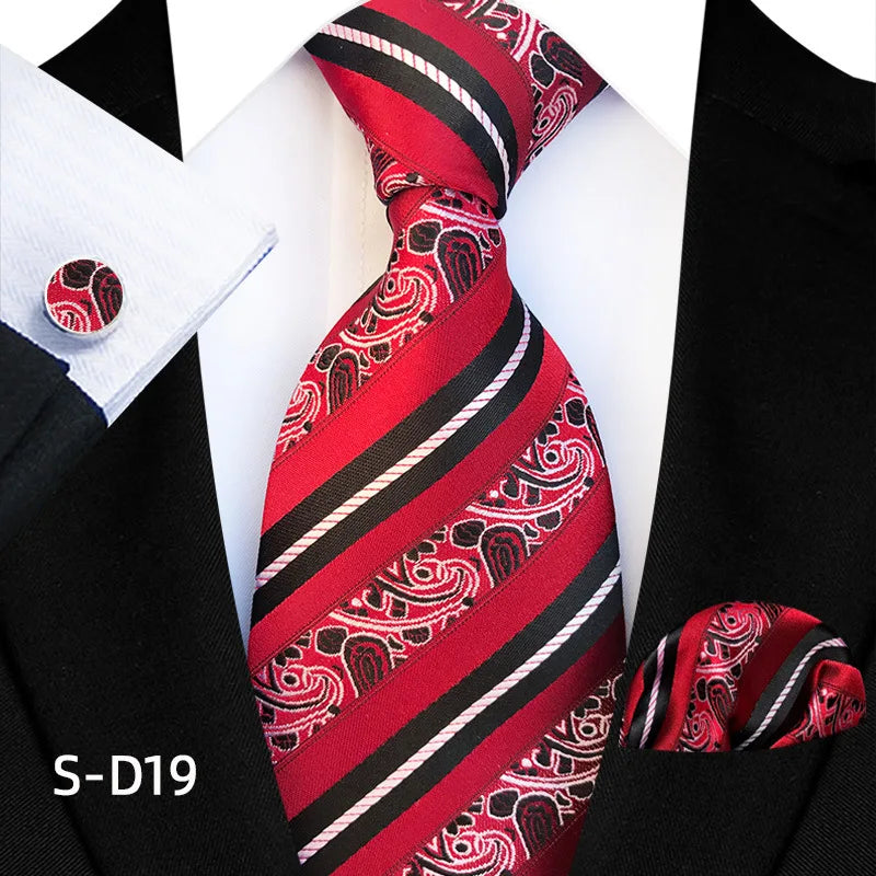 Flower Dot Ties For Men Luxury 8cm Wide Floral Wed Necktie Pocket Square Cufflinks Set Fashion For Men Party Wedding Gift