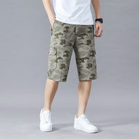 Men's Shorts Summer Breeches 2023 Thin Cotton Knee Length Trousers Male Quick Drying Beach Camouflage Cargo Pants  Men Clothing