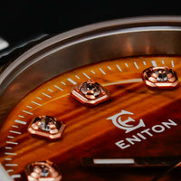 Eniton 36mm Men's Stainless Steel Watch with Peacock Stone Tiger Eye Dial NH35 Movement Mechanical Watch