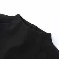 Sexy Shawl Crop Tops Women Solid Shoulder Pads Stand Collar Short Sleeve T-shirt Female 2026 Spring Fashion Party Club Top Lady