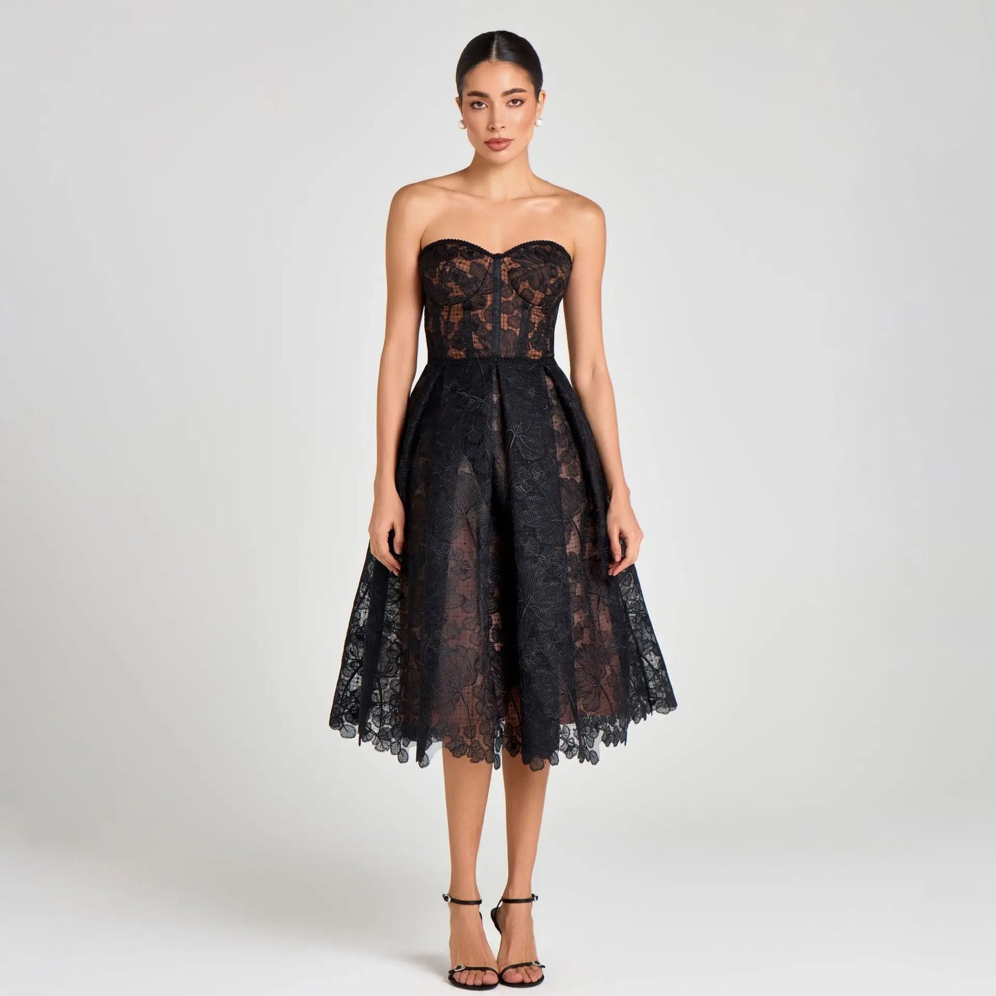 Summer Evening Dress Women's Tight Tube Top Dress Sexy Embroidered Lace Dress