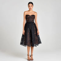 Summer Evening Dress Women's Tight Tube Top Dress Sexy Embroidered Lace Dress