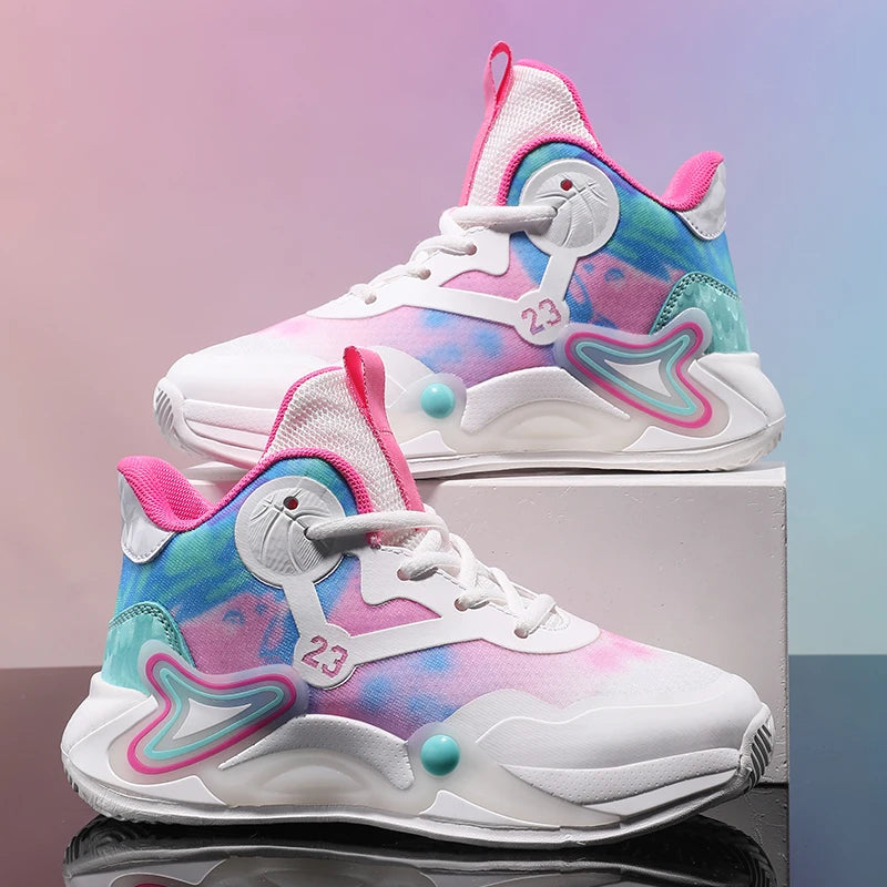 Children Basketball Shoes Breathable Mesh Boys Girls Fashion Sneakers School Sport Shoes Kids Casual Trainers Outdoor Athletic