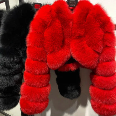 Warm Faux Fur Coats Women Short Overcoats Loose O Neck Long Sleeves Covered Button Straight Work Y2k Casual 2025 Autumn Winter