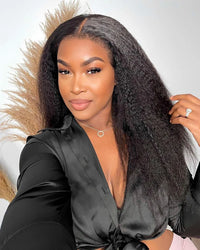 Peruvian Yaki Straight Human Hair Wig Kinky Straight Lace Frontal Wig 13x4 Lace Front Wigs Human Hair Wig For Women