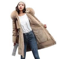 Winter Jacket 2024 New Women Parka Long Coat Wool Liner Hooded Jacket Fur Collar Thick Warm Snow Wear Padded Parka Down Coat