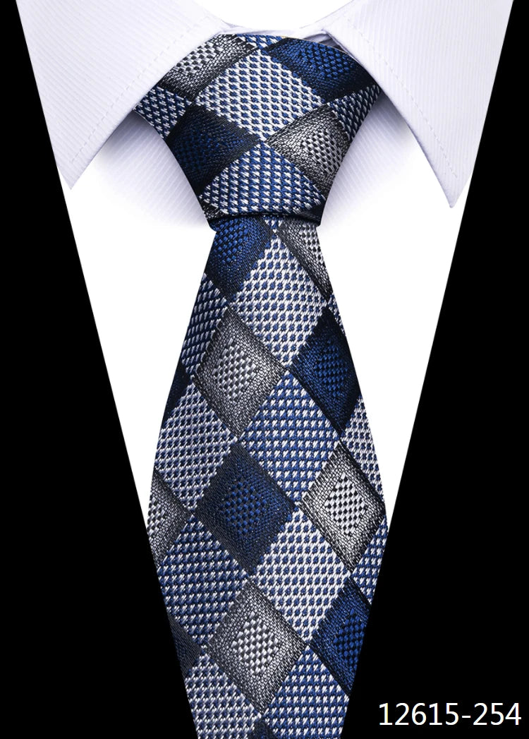 Newest Style 8 cm Necktie Man Blue Golden Striped Wedding Accessories Performance Tie Men Necktie Gravatas Fit Business