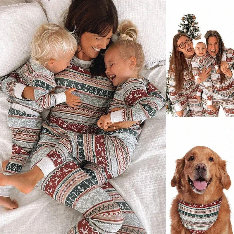Family Look Family Matching Outfits Christmas 2023 Christmas Family Pajamas Set Daddy Mother Daughter Baby Boy Girl Dog Whole