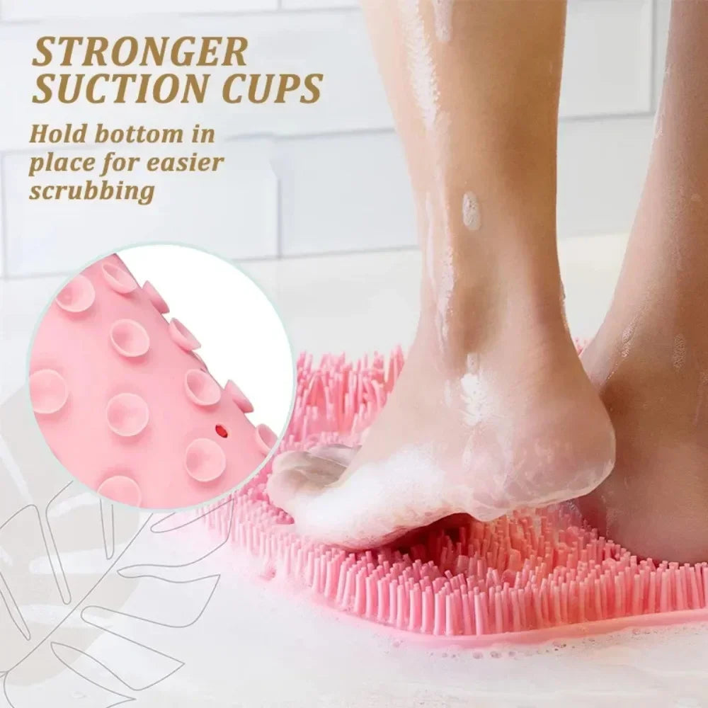 Foot & Back Scrubber Body Shower Brush Reusable Silicone Brush Foot Wash Mat Multifunction Sucker Wall Mat Foot Bathing Tool