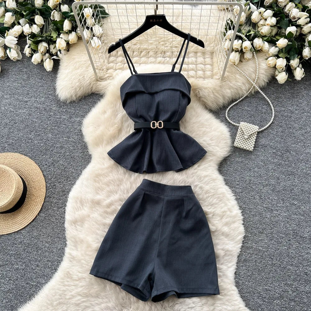 Mini Skirt Set Women Two Piece Sets Polo Collar Shorts Shirt Tops Dress Sets Casual Y2k Streetwear Pleated Shorts 2026 Elegant