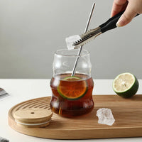 1/2pcs 500ml Glass Tumblers Cups With Straw Mason Jar Clear Juice Coffee Milk Cup With Bamboo Lids Drinkware Stripe Beer Mug