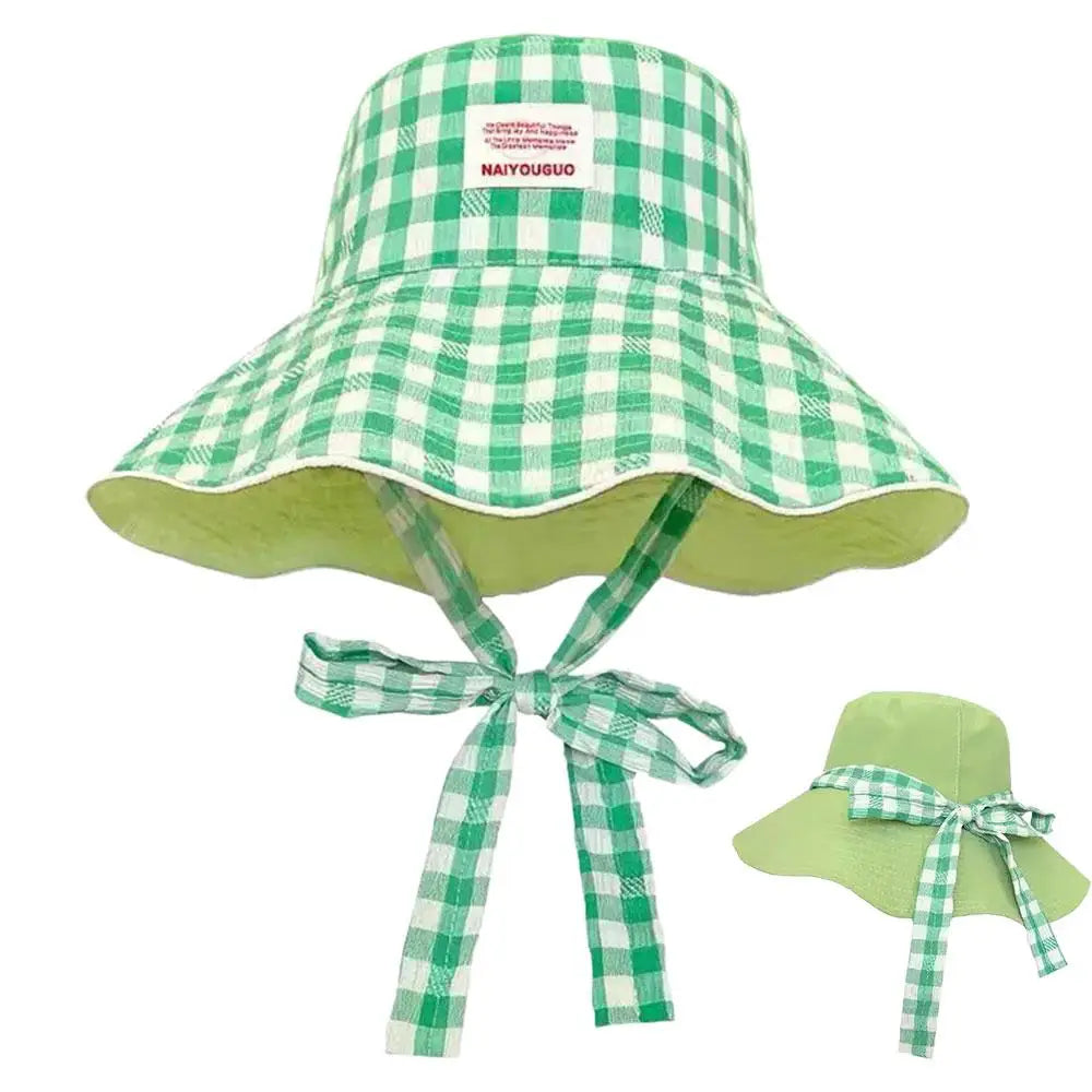 Sun Hats for Women Reversible Plaid Bucket Hat Wide Brim UV Protection Beach Hats Summer Travel Outdoor Foldable Sun Cap Fishing