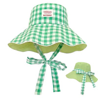 Sun Hats for Women Reversible Plaid Bucket Hat Wide Brim UV Protection Beach Hats Summer Travel Outdoor Foldable Sun Cap Fishing