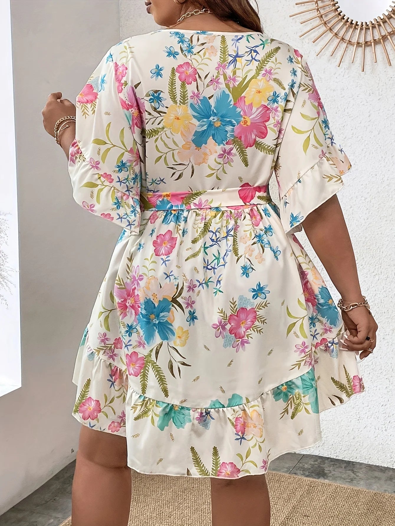 Large size fashionable printed women's dress
